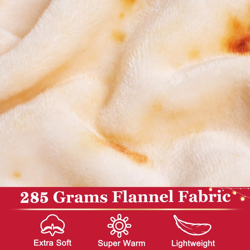 Jorbest Burrito Tortilla Throw Blanket Birthday Gifts for Women Men Teen Boys Girls, Novelty Tortilla Food Blanket Funny Gifts for Adult Kids, 285 GSM Soft Flannel Taco Blanket (Beige, 71 inches) - Image 5